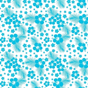 Hawaiian Hibiscus Aqua Reversed