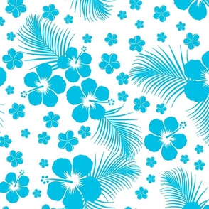 Hawaiian Hibiscus Aqua Reversed-LG