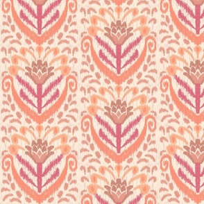 Ikat Floral in terracotta and apricot