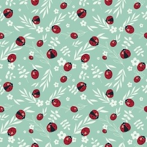 lady bug - light green  FABRIC