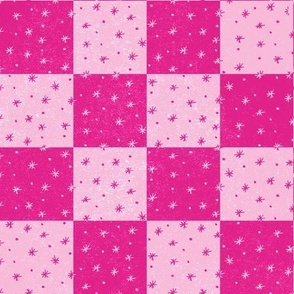 Barbie Pink Stars and Dots Checkerboard 