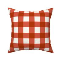 Large Scale Gingham Checker in Rustic Retro Red and Ivory Cream
