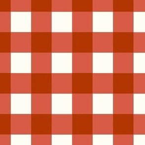 Medium Scale Gingham Checker in Rustic Retro Red and Ivory Cream