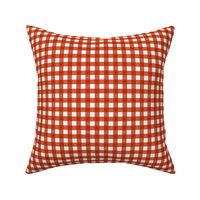 Small Scale Gingham Checker in Rustic Retro Red and Ivory Cream