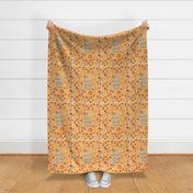 14x18 Panel Happy Fall, Y'all Groovy Autumn on Butternut Yellow for DIY Garden Flag Small Wall Hanging or Tea Towel