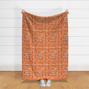 14x18 Panel Happy Fall, Y'all Groovy Autumn on Orange Spice for DIY Garden Flag Small Wall Hanging or Tea Towel