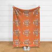 18x18 Panel Panel Happy Fall, Y'all Groovy Autumn on Orange Spice for DIY Throw Pillow Cushion Cover or Tote Bag