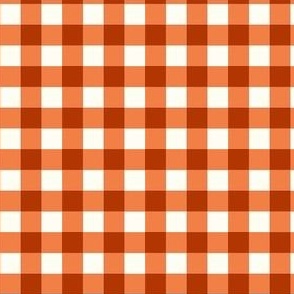 Small Scale Gingham Checker in Retro Red and Orange Spice on Ivory Cream