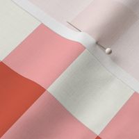 Large Scale Gingham Checker in Retro Red and Harvest Pink on Ivory Cream