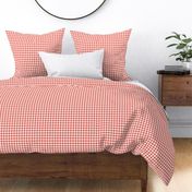 Small Scale Gingham Checker in Retro Red and Harvest Pink on Ivory Cream