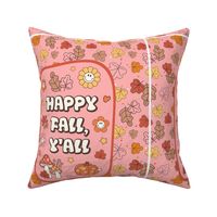 14x18 Panel Happy Fall, Y'all Groovy Autumn on Harvest Pink for DIY Garden Flag Small Wall Hanging or Tea Towel