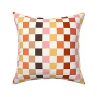 Medium Scale Colorful Checkerboard Happy Fall Y'all Collection Coordinate on Ivory Cream