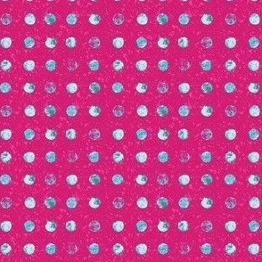 Micro - Bold Polka Dots Textured Collage - Magenta Pink & Turquoise