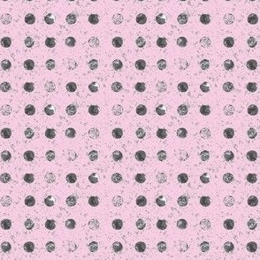 Micro - Bold Polka Dots Textured Collage - Barbie Pink & Grey