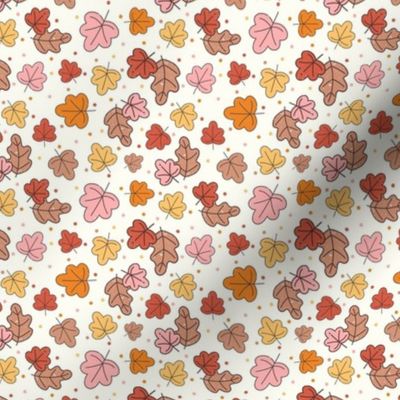 Small Scale Autumn Leaves Happy Fall Y'All Collection on Ivory Cream