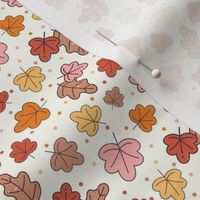Small Scale Autumn Leaves Happy Fall Y'All Collection on Ivory Cream