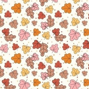 Small Scale Autumn Leaves Happy Fall Y'All Collection on Ivory Cream