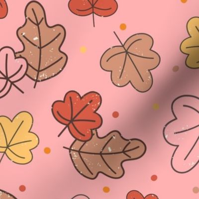 Large Scale Autumn Leaves Happy Fall Y'All Collection on Harvest Pink