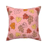 Large Scale Autumn Leaves Happy Fall Y'All Collection on Harvest Pink