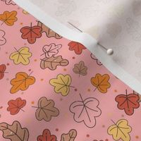 Small Scale Autumn Leaves Happy Fall Y'All Collection on Harvest Pink