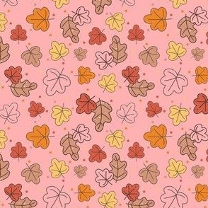Small Scale Autumn Leaves Happy Fall Y'All Collection on Harvest Pink