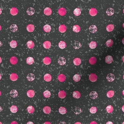 Mini - Bold Polka Dots Textured Collage - Black & Magenta Pink
