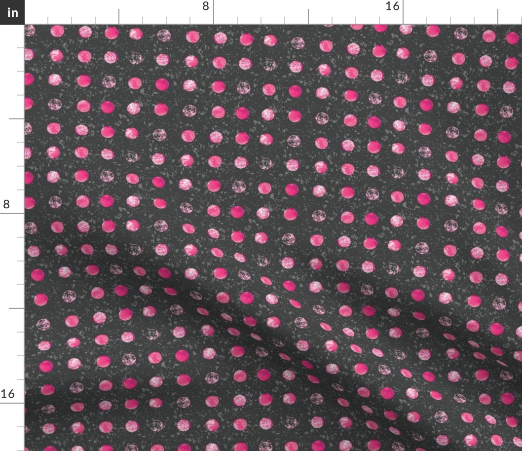 Mini - Bold Polka Dots Textured Collage - Black & Magenta Pink