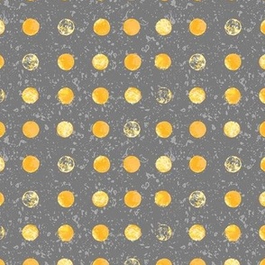 Mini - Bold Polka Dots Textured Collage - Grey & Yellow