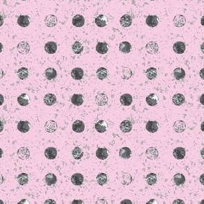 Mini - Bold Polka Dots Textured Collage - Barbie Pink & Grey