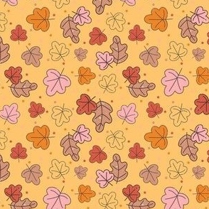 Small Scale Autumn Leaves Happy Fall Y'All Collection on Butternut Yellow