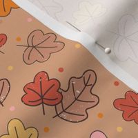 Medium Scale Autumn Leaves Happy Fall Y'All Collection on Caramel Coffee