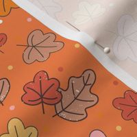 Medium Scale Autumn Leaves Happy Fall Y'All Collection on Orange Spice