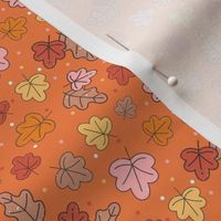 Small Scale Autumn Leaves Happy Fall Y'All Collection on Orange Spice