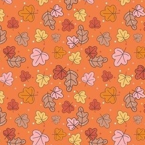 Small Scale Autumn Leaves Happy Fall Y'All Collection on Orange Spice