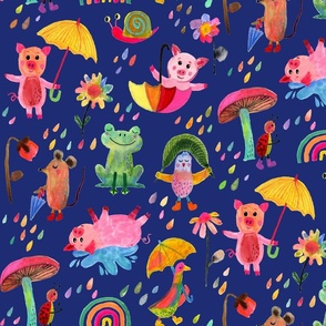 Jumbo Critters in the Rain dark blue