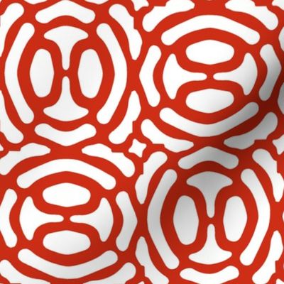 rotating geometric ovals - red on white