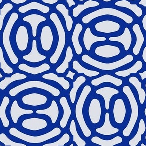rotating geometric ovals - cobalt and silver