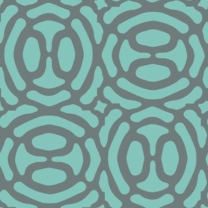 rotating geometric ovals - light teal and grey