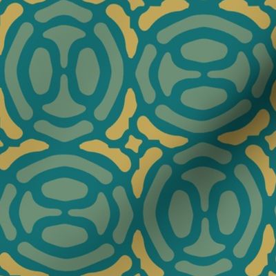 rotating geometric ovals - Moroccan green and gold
