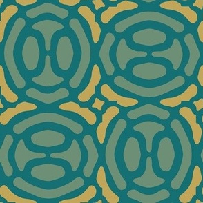 rotating geometric ovals - Moroccan green and gold