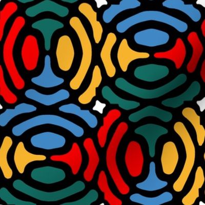 rotating geometric ovals - retro circus colors