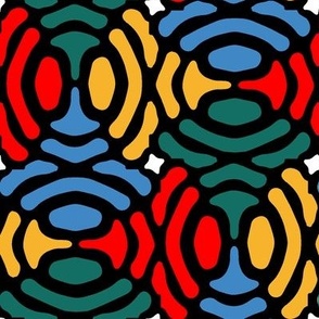 rotating geometric ovals - retro circus colors