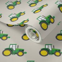 (1" scale) green tractor on beige - farm fabric C23