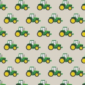 (1" scale) green tractor on beige - farm fabric C23