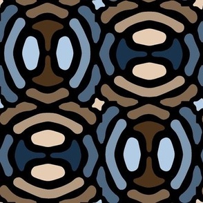 rotating geometric ovals - blues and browns