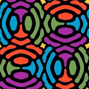 rotating geometric ovals - 1970s bold colors