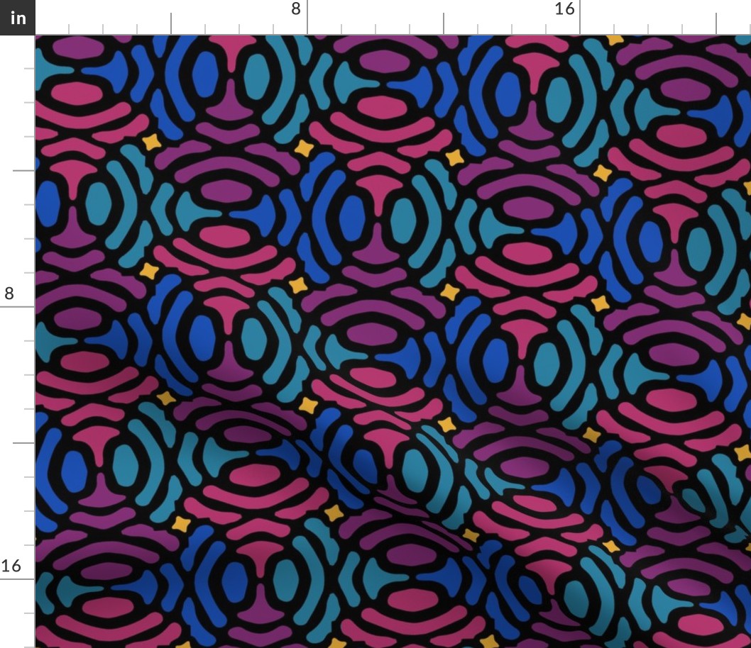 rotating geometric ovals - 1990s colors