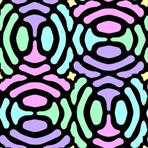 rotating geometric ovals - sweet pastels on black