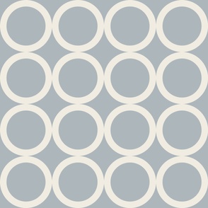polka dot grid - creamy white_ french grey 02 - simple geometric circles