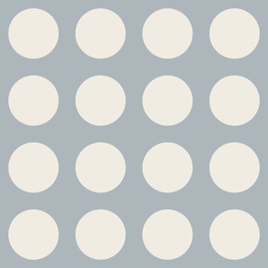 polka dot grid - creamy white_ french grey blue - simple geometric circles